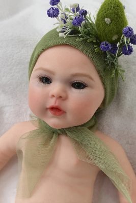 Brooke 40cm realistic silicone mini doll front view showing handcrafted details and smooth finish