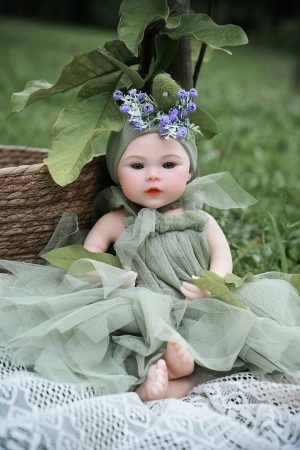 Brooke 40cm realistic silicone mini doll front view showing handcrafted details and smooth finish