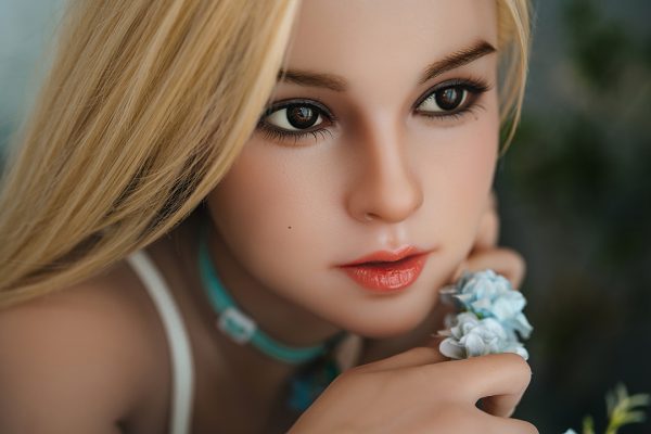 Front view of 148cm hybrid silicone and TPE American doll Aggie