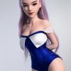Front view of 85cm realistic silicone doll Amanda with high ponytail design