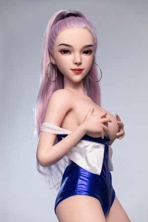 Front view of 85cm realistic silicone doll Amanda with high ponytail design