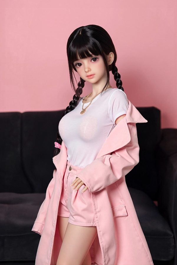 Cheryl 60cm realistic petite love doll front view – 1.9ft TPE model in maid cosplay outfit with lifelike full-body design