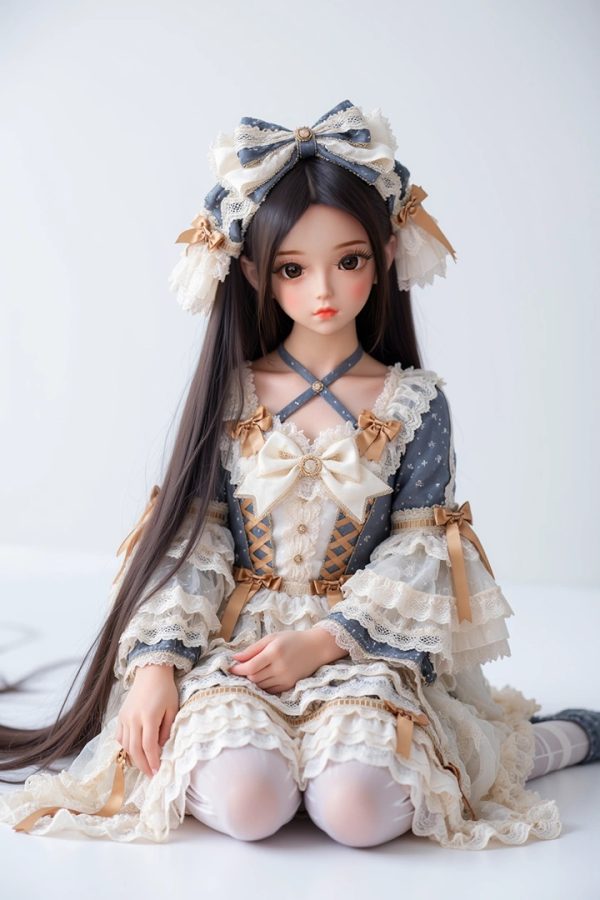 Cheryl 60cm realistic petite love doll front view – 1.9ft TPE model in maid cosplay outfit with lifelike full-body design