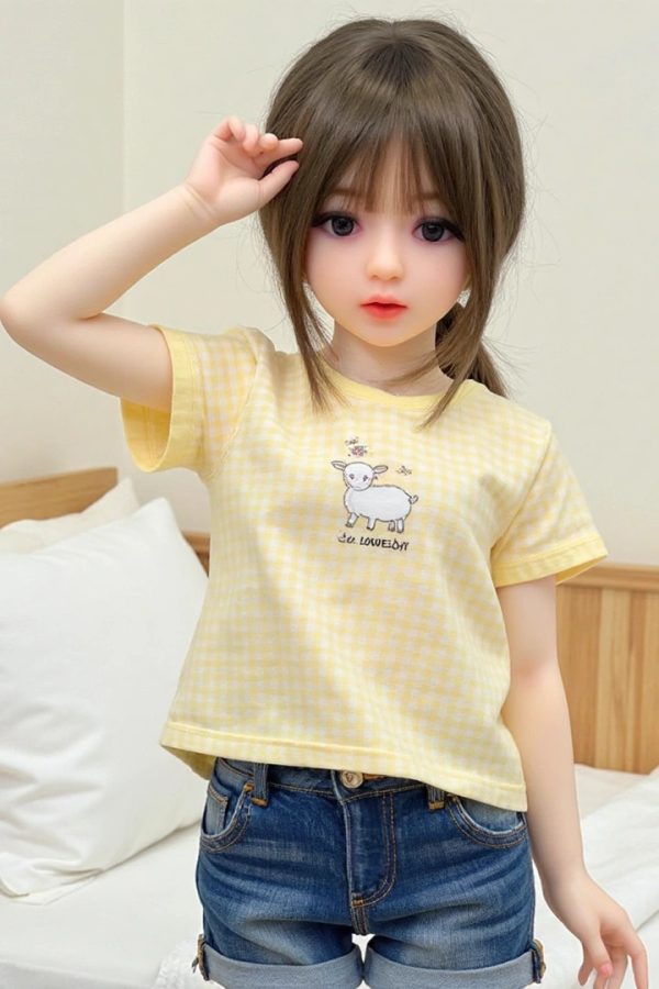 Dana 128cm petite realistic love doll front view – 4.2ft TPE beauty with flat chest, soft skin, and lifelike full-body design