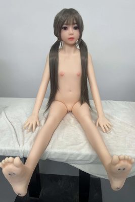 Dana 128cm petite realistic love doll front view – 4.2ft TPE beauty with flat chest, soft skin, and lifelike full-body design