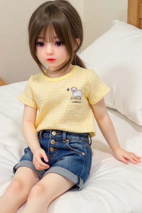 Dana 128cm petite realistic love doll front view – 4.2ft TPE beauty with flat chest, soft skin, and lifelike full-body design