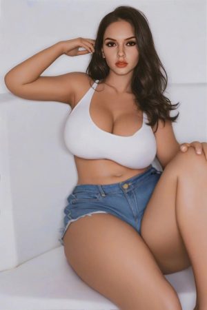 Kim 163cm lifelike TPE sex doll with huge bust and curvy figure, full body view